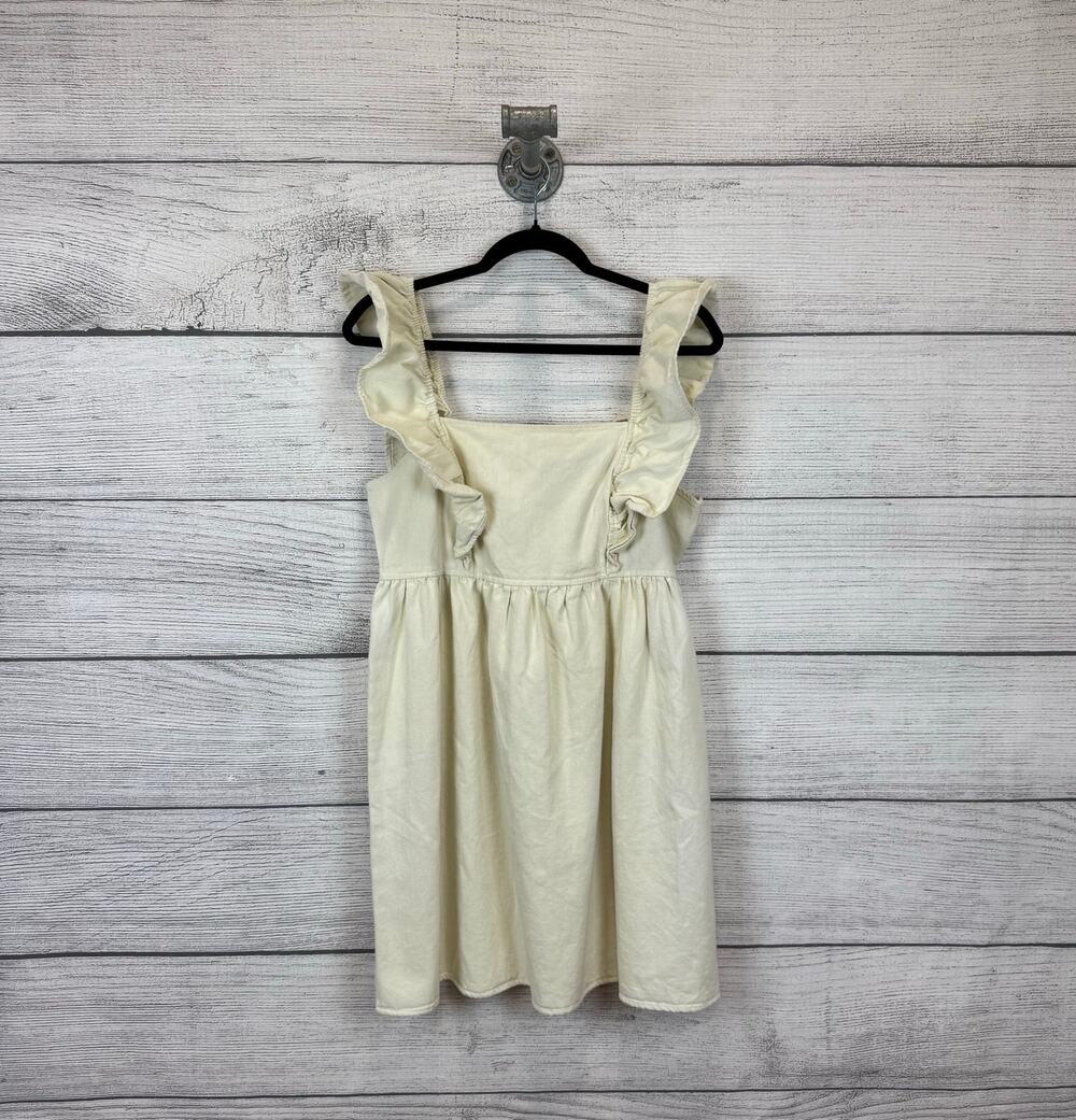 Gilli Women's Ivory Cream Ruffle Boho Rodeo Simple Mini Dress Size Large